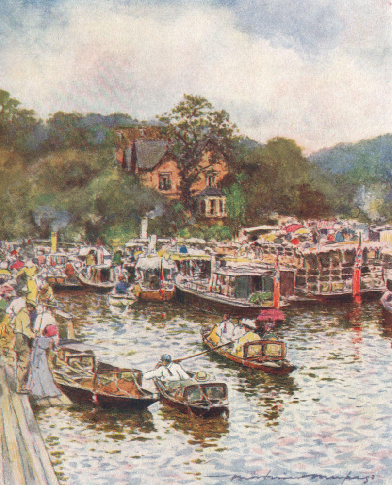 'Below Boulter's Lock' by Mortimer Menpes. Berkshire 1906 old antique print